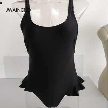 Thong Swimwear Women One Piece Black Swimsuit Bodysuit Backless Bikini High Cut Ruffles Swimming Women Monokini Bathing Suit 
Thong Swimwear Women One Piece Black Swimsuit Bodysuit Backless Bikini High Cut Ruffles Swimming Women Monokini Bathing Suit