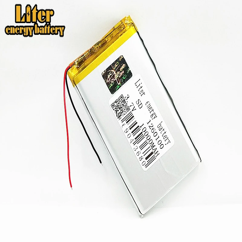 

10000mAh large capacity 3.7V polymer lithium battery 1260100 Rechargeable Li-ion Cells For GPS DVD Tablet MID Electric Toys