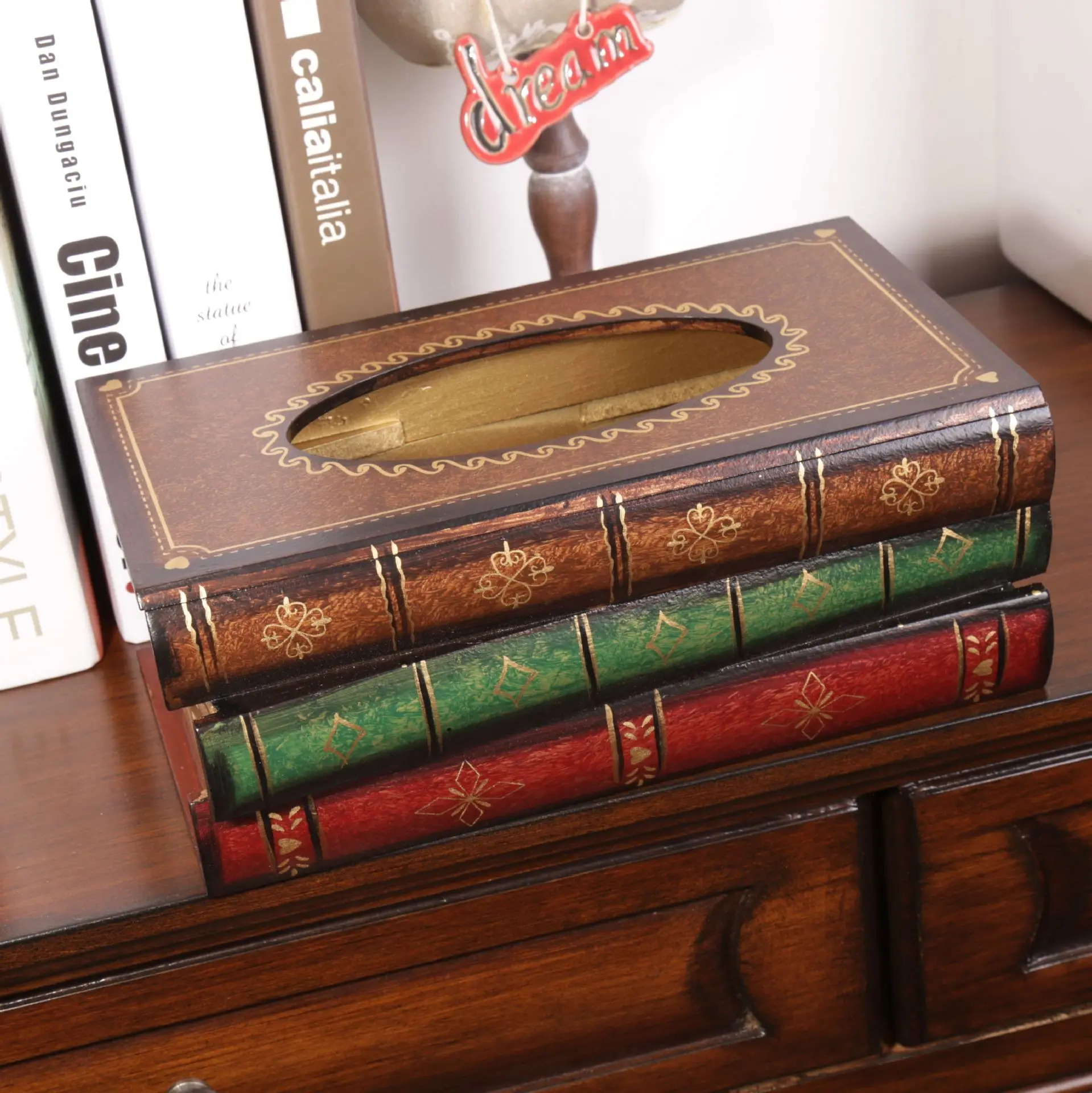 Retro Style Book Shape Tissue Box Creative wood tissue box Bedroom living room office table Decorative Napkin Paper Holder
Retro Style Book Shape Tissue Box Creative wood tissue box Bedroom living room office table Decorative Napkin Paper Holder