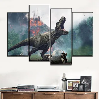 Modern Wall Art Decorative Canvas HD Printed Movie Jurassic World Fallen Kingdom Painting 4 Pieces Dinosaur Poster Framework
Modern Wall Art Decorative Canvas HD Printed Movie Jurassic World Fallen Kingdom Painting 4 Pieces Dinosaur Poster Framework