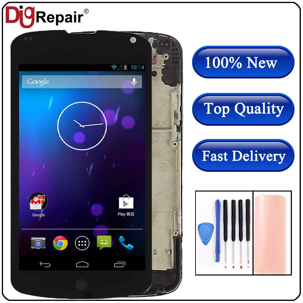 AAA For LG Optimus Google Nexus 4 E960 LCD Display Touch Screen Digitizer with Bezel Frame Replacement Parts For LG E960 LCD
AAA For LG Optimus Google Nexus 4 E960 LCD Display Touch Screen Digitizer with Bezel Frame Replacement Parts For LG E960 LCD
