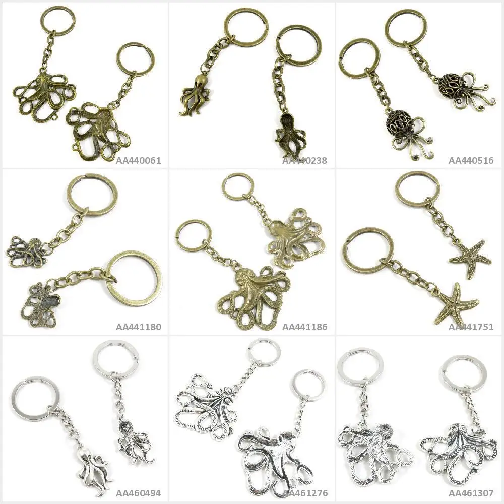 Antique Bronze Silver Tone Keychain Keyring Keytag Octopus Starfish Sea Star Connector Key Chain Ring Tag Jewelry Making Charms | Украшения