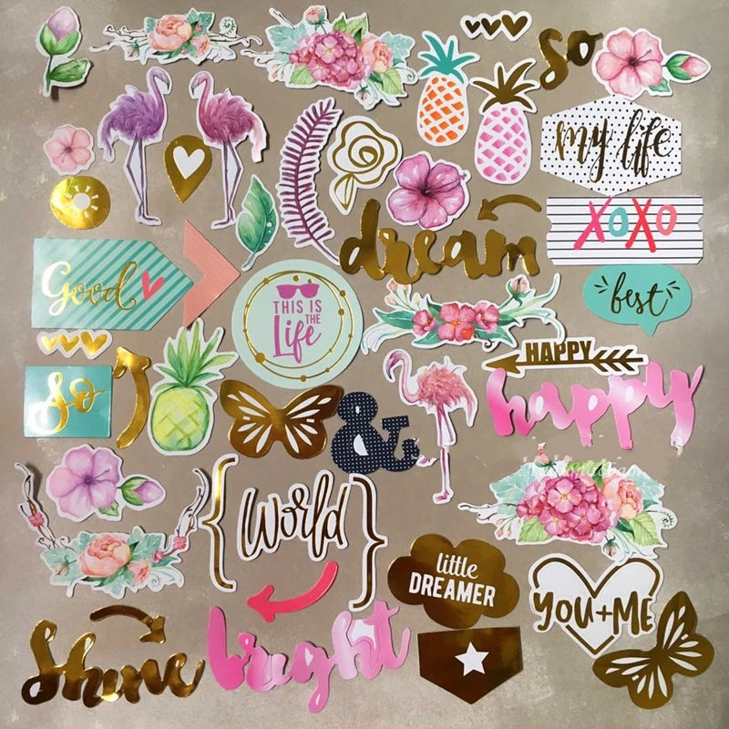 49Pcs Dream Flamingo Foil Gold Die Cut Paper Scrapbooking DIY Happy Planner Card Making Journal Project Craft
49Pcs Dream Flamingo Foil Gold Die Cut Paper Scrapbooking DIY Happy Planner Card Making Journal Project Craft