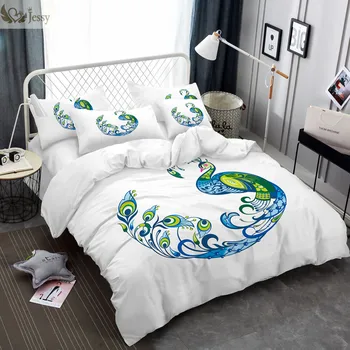 Home Textile Bedding Set Animal Beautiful Blue Peacock White Polyester Bed Linens Pillowcases Flatsheet Set Duvet Cover Set
Home Textile Bedding Set Animal Beautiful Blue Peacock White Polyester Bed Linens Pillowcases Flatsheet Set Duvet Cover Set