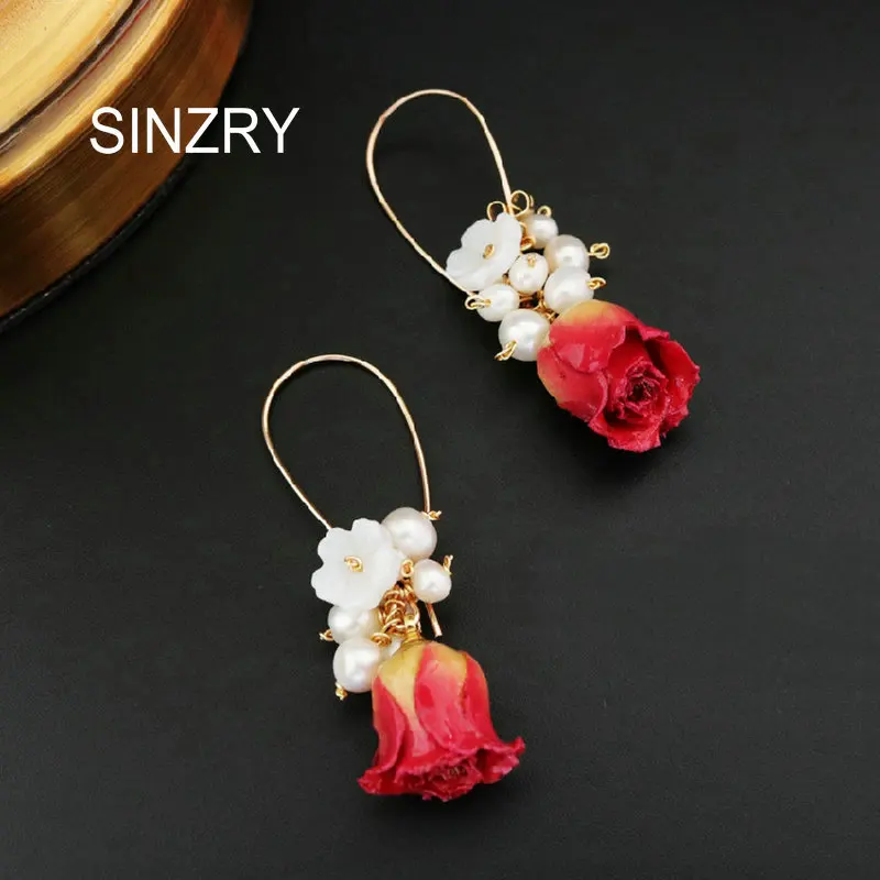 SINZRY original handmade preserved rose flower drop earrings natural freshwater pearl elegant earring for women
SINZRY original handmade preserved rose flower drop earrings natural freshwater pearl elegant earring for women