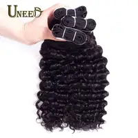 Uneed Hair Malaysian Hair Deep Wave Remy Human Hair Weave Bundles Can Buy 3 or 4 bundles With Closure Natural Color 10-28 image