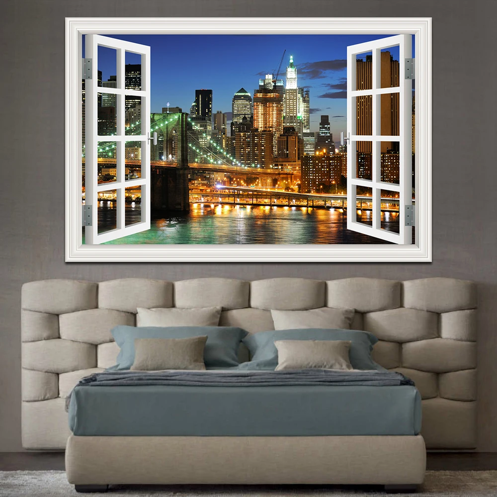 New York Brooklyn 3D Window View wall Sticker Removable Night Wall Art Wallpaper Kitchen kids Room wall Picture and prints
New York Brooklyn 3D Window View wall Sticker Removable Night Wall Art Wallpaper Kitchen kids Room wall Picture and prints