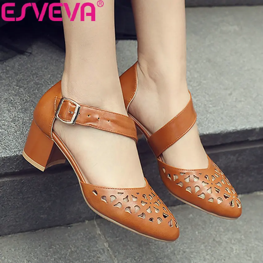 ESVEVA 2020 Openwork Shoes Women Pumps Spring Autumn Buckle Square High Heel Sandals Round Toe Elegant Women Shoes Size 34-43
ESVEVA 2020 Openwork Shoes Women Pumps Spring Autumn Buckle Square High Heel Sandals Round Toe Elegant Women Shoes Size 34-43
