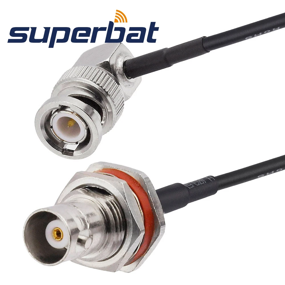 BNC female bulkhead to BNC male right angle rf coaxial jumper cable assembly RG174 15cm
BNC female bulkhead to BNC male right angle rf coaxial jumper cable assembly RG174 15cm