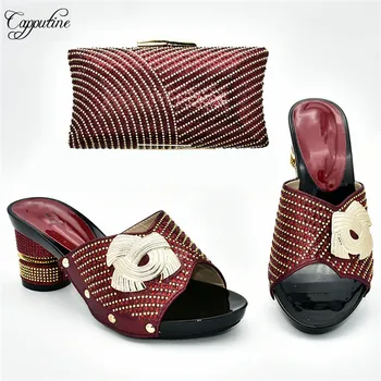 High class wine pumps and evening bag sets high heel slipper shoes and handbag set with rhinestones 388-6, heel height 7cm
High class wine pumps and evening bag sets high heel slipper shoes and handbag set with rhinestones 388-6, heel height 7cm
