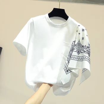 New Spring Summer Fashion Loose Women Tops O Neck Irregular Short Sleeve Tshirts Elegant Printing Female T-shirts White
New Spring Summer Fashion Loose Women Tops O Neck Irregular Short Sleeve Tshirts Elegant Printing Female T-shirts White