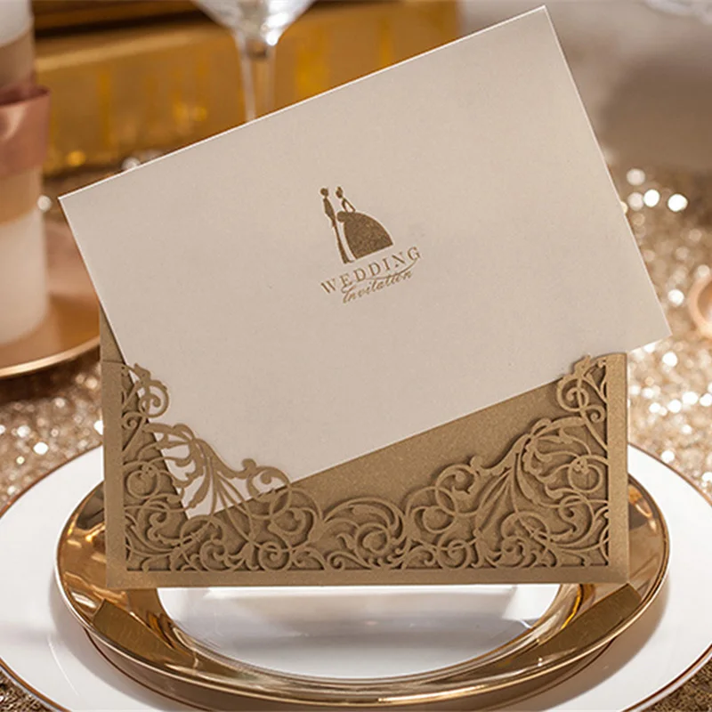Image Laser Cut Pocket Vine Flower Wedding Party Table Name Place Cards Party Envelopes Wedding Invitations Favors and Gifts Decor