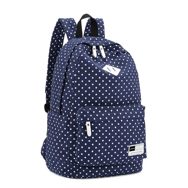 

Polka Dot School Shoulder Canvas Backpack Bag Travel Rucksack Large Capcity Student Daypack Satchel New