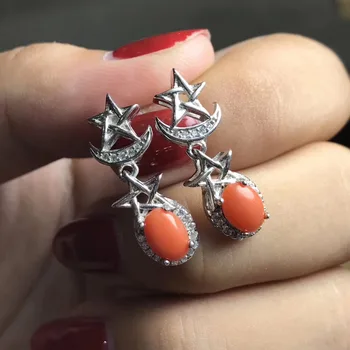 Fashion natural red coral drop earrings Natural gem stone earrings Star Moon 925 silver female earrings wedding gift jewelry
Fashion natural red coral drop earrings Natural gem stone earrings Star Moon 925 silver female earrings wedding gift jewelry