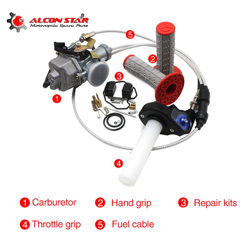 Alconstar-30mm Carburetor PZ30B with Accelerating Pump,Handle Grips,Repair Kit,Motorcycle Dirt Bike ATV CG175 CG200 CG250 CQR
Alconstar-30mm Carburetor PZ30B with Accelerating Pump,Handle Grips,Repair Kit,Motorcycle Dirt Bike ATV CG175 CG200 CG250 CQR