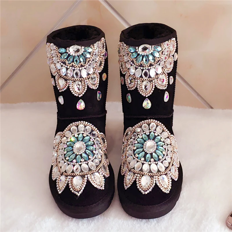 Winter Newest Crystal Decorations Woman Snow Boots 2018 Round Toe Black Suede Ankle Boots Lady Warm Boots
Winter Newest Crystal Decorations Woman Snow Boots 2018 Round Toe Black Suede Ankle Boots Lady Warm Boots