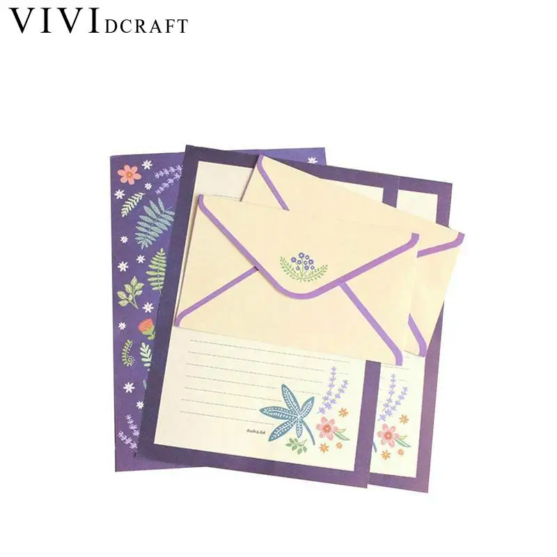 Фото Vividcraft Korean Stationery Kids Gift Envelope Finely Flower Animal Letter Pad Set Paper+Envelopes Sets Writing Paper | Канцтовары для