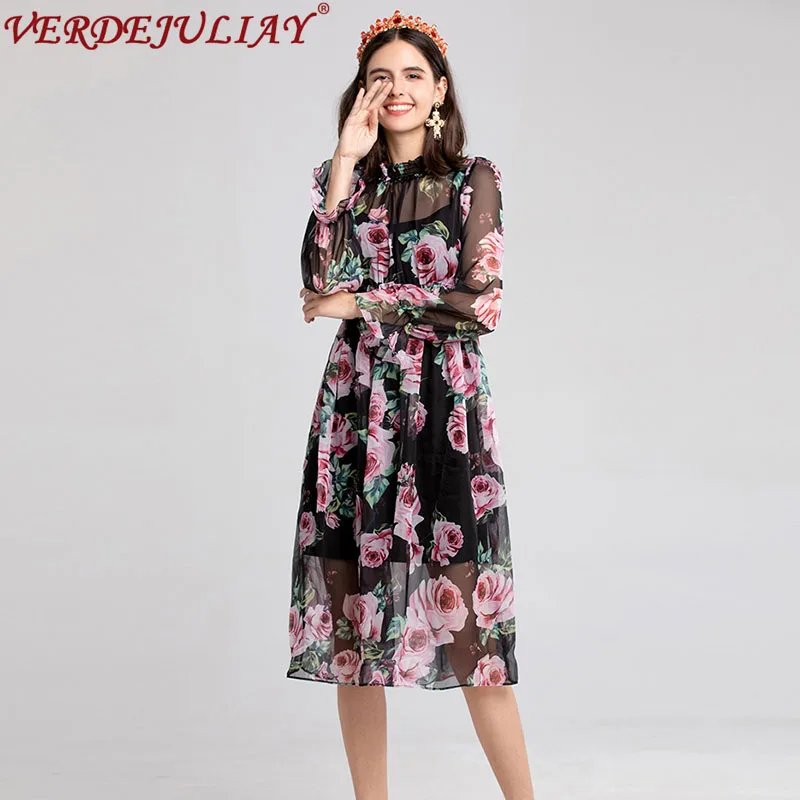Women Runway Dresses 2019 Fashion Flowers Print Puff Sleeve Waist Elastic Knee-Length Casual Dress
Women Runway Dresses 2019 Fashion Flowers Print Puff Sleeve Waist Elastic Knee-Length Casual Dress