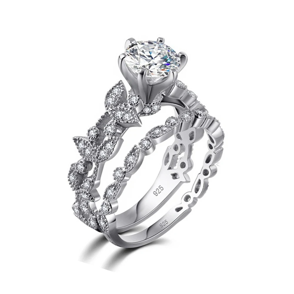 ECODAY 2 pcs Ring Set Bague Engagement Ring Silver Color Cubic Zirconia Rings for Women Anillos Size 6 7 8 9 10
ECODAY 2 pcs Ring Set Bague Engagement Ring Silver Color Cubic Zirconia Rings for Women Anillos Size 6 7 8 9 10