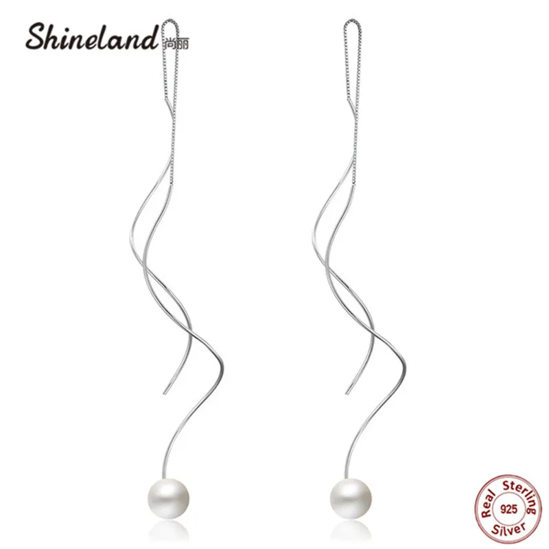 Shineland Fashion Punk Women Twist Spiral Earring Lady Girl 925 Sterling Silver with Natural Pearl Long Dangle Earrings Gift
Shineland Fashion Punk Women Twist Spiral Earring Lady Girl 925 Sterling Silver with Natural Pearl Long Dangle Earrings Gift