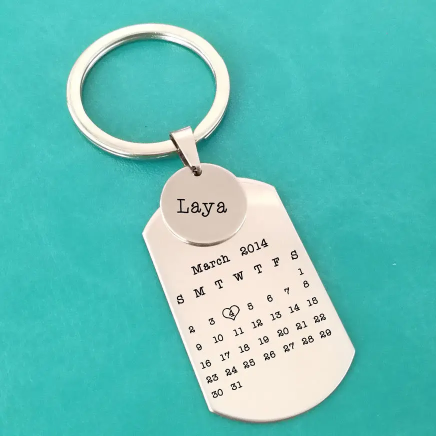 Personalized Calendar Keychain Stamped Calendar Highlighted with Heart Special Day Calendar - Anniversary, Wedding, Brithday
Personalized Calendar Keychain Stamped Calendar Highlighted with Heart Special Day Calendar - Anniversary, Wedding, Brithday