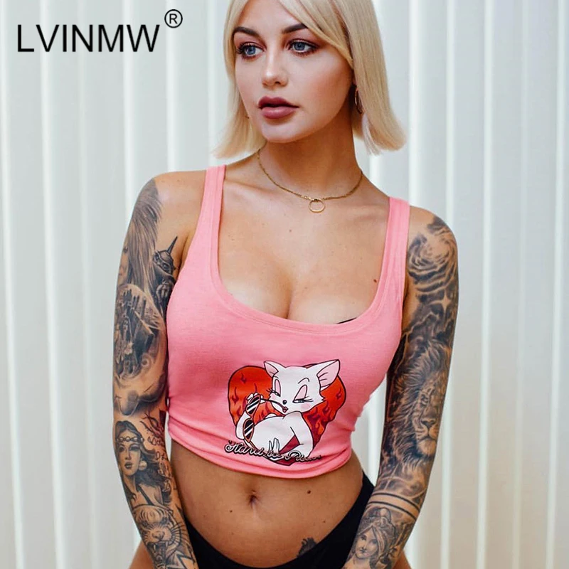 LVINMW Sexy Low Cut Sleeveless Slim Crop Tops 2019 Summer Women Pink Letter Cat Printed Tank Tops Female Fashion Streetwear Tops
LVINMW Sexy Low Cut Sleeveless Slim Crop Tops 2019 Summer Women Pink Letter Cat Printed Tank Tops Female Fashion Streetwear Tops