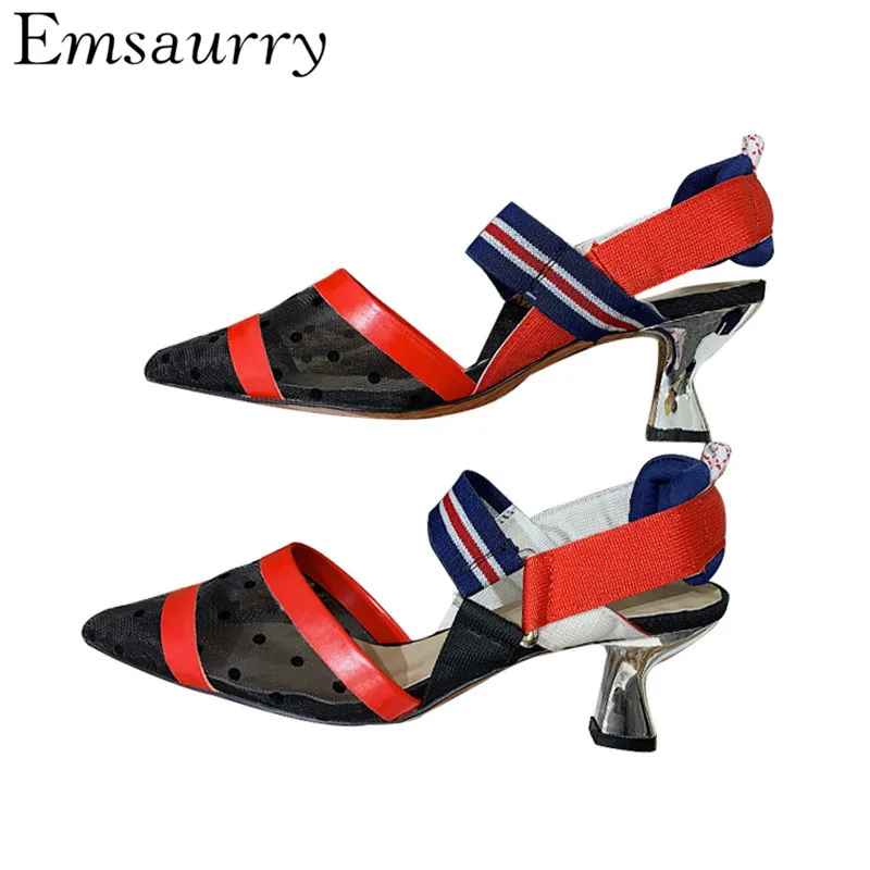 2019 New Mixed Color Mesh Air Gladiator Sandals Women Metal Strange Heel Point Toe Polka Dot Patchwork Summer Shoes Woman
2019 New Mixed Color Mesh Air Gladiator Sandals Women Metal Strange Heel Point Toe Polka Dot Patchwork Summer Shoes Woman