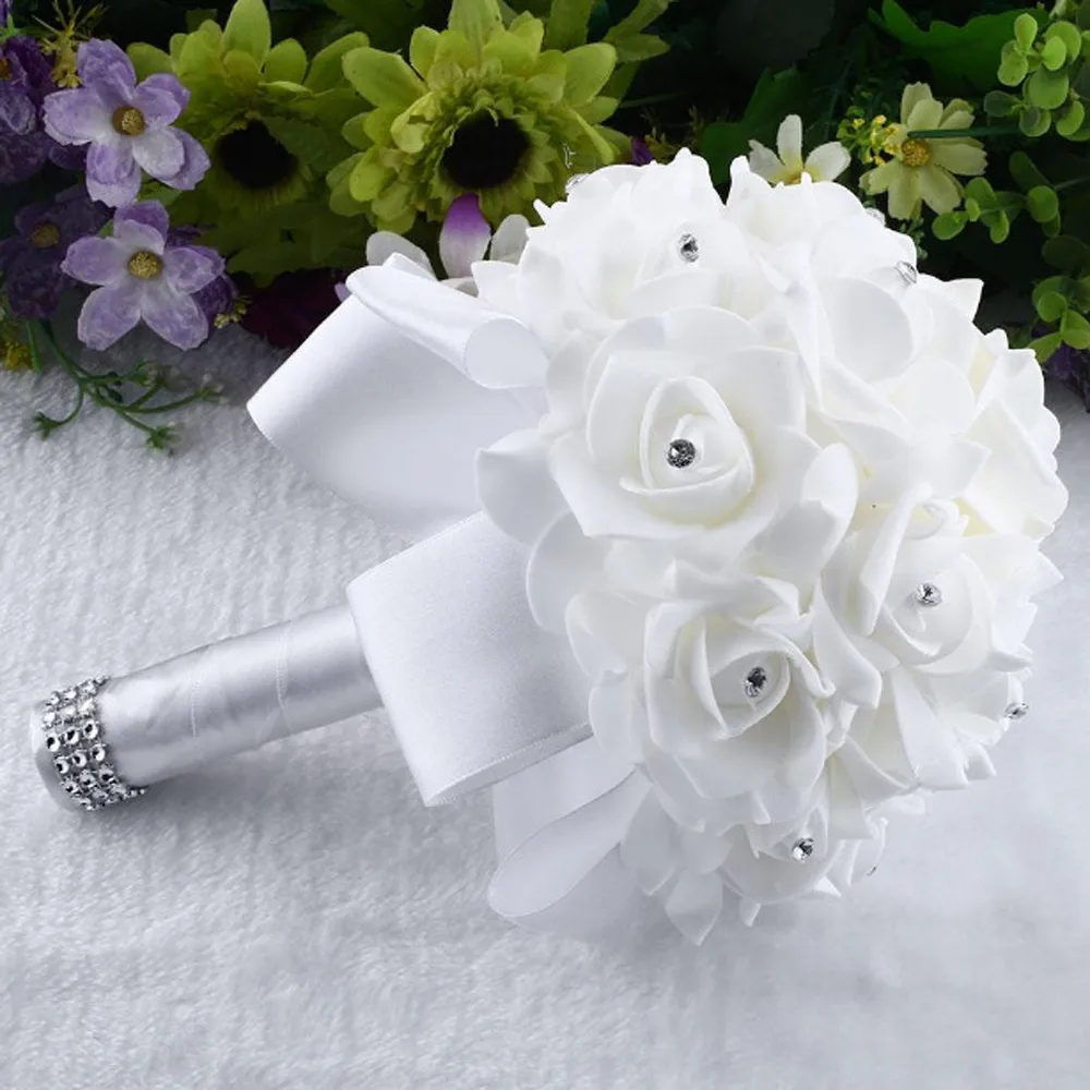 Crystal Roses Pearl Bridesmaid Wedding Bouquet Bridal Artificial Silk Flowers foam Blue red white purple Fake Holding flowers
Crystal Roses Pearl Bridesmaid Wedding Bouquet Bridal Artificial Silk Flowers foam Blue red white purple Fake Holding flowers