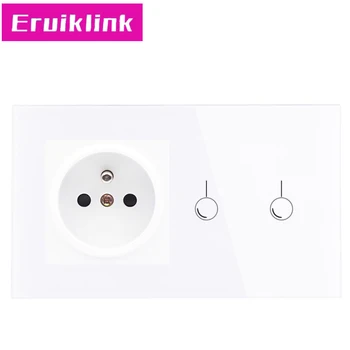 Eruiklink AC220~250V,White Crystal Glass Panel Wall Light Switch,16A EU standard Wall Power Socket with Touch Switch
Eruiklink AC220~250V,White Crystal Glass Panel Wall Light Switch,16A EU standard Wall Power Socket with Touch Switch