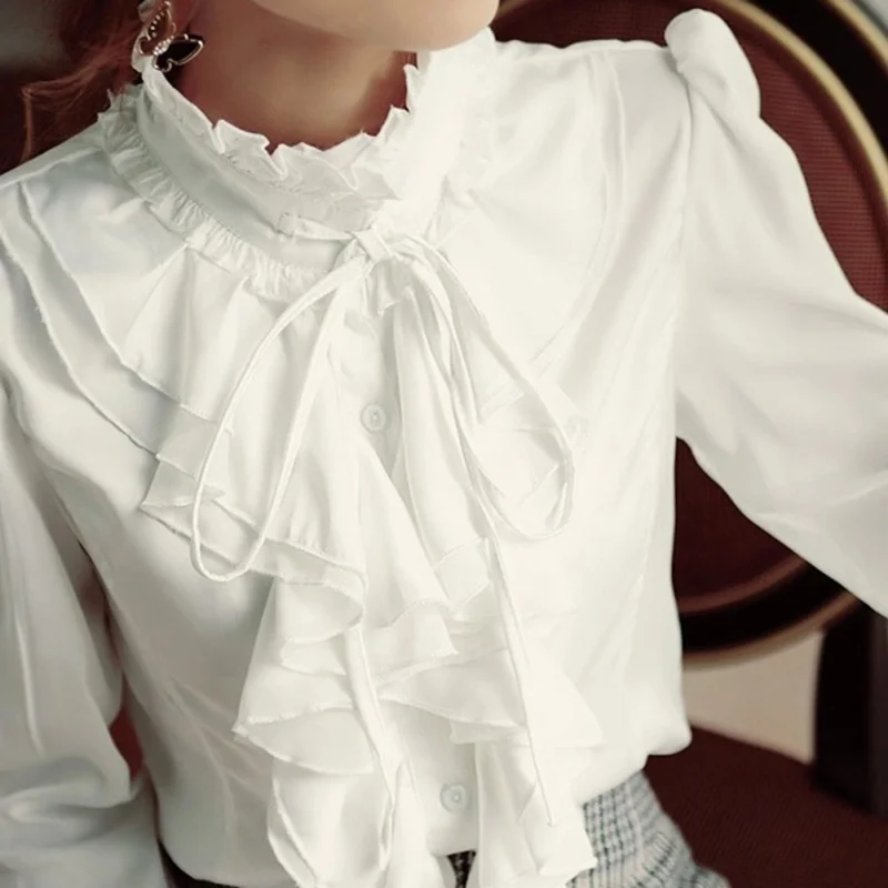 Chiffon Shirt Spring 2018 New Arrivals Long Sleeve Blouses Ladies Turtleneck Loose Ruffle Streetwear Tops White Black
Chiffon Shirt Spring 2018 New Arrivals Long Sleeve Blouses Ladies Turtleneck Loose Ruffle Streetwear Tops White Black