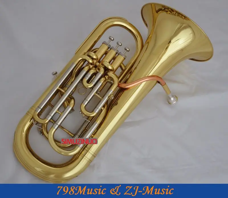 Профессиональный Золотой 4 клапанный звуковой сигнал с чехлом|compensating euphonium|horn case |