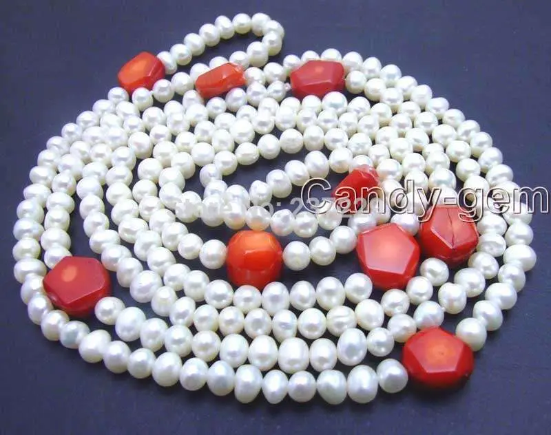 HOT## Wholesale XSZ2014 ^^^SALE Long 60" Natural white 6-7mm pearl &Natural Baroque Red Coral Necklace 
HOT## Wholesale XSZ2014 ^^^SALE Long 60" Natural white 6-7mm pearl &Natural Baroque Red Coral Necklace