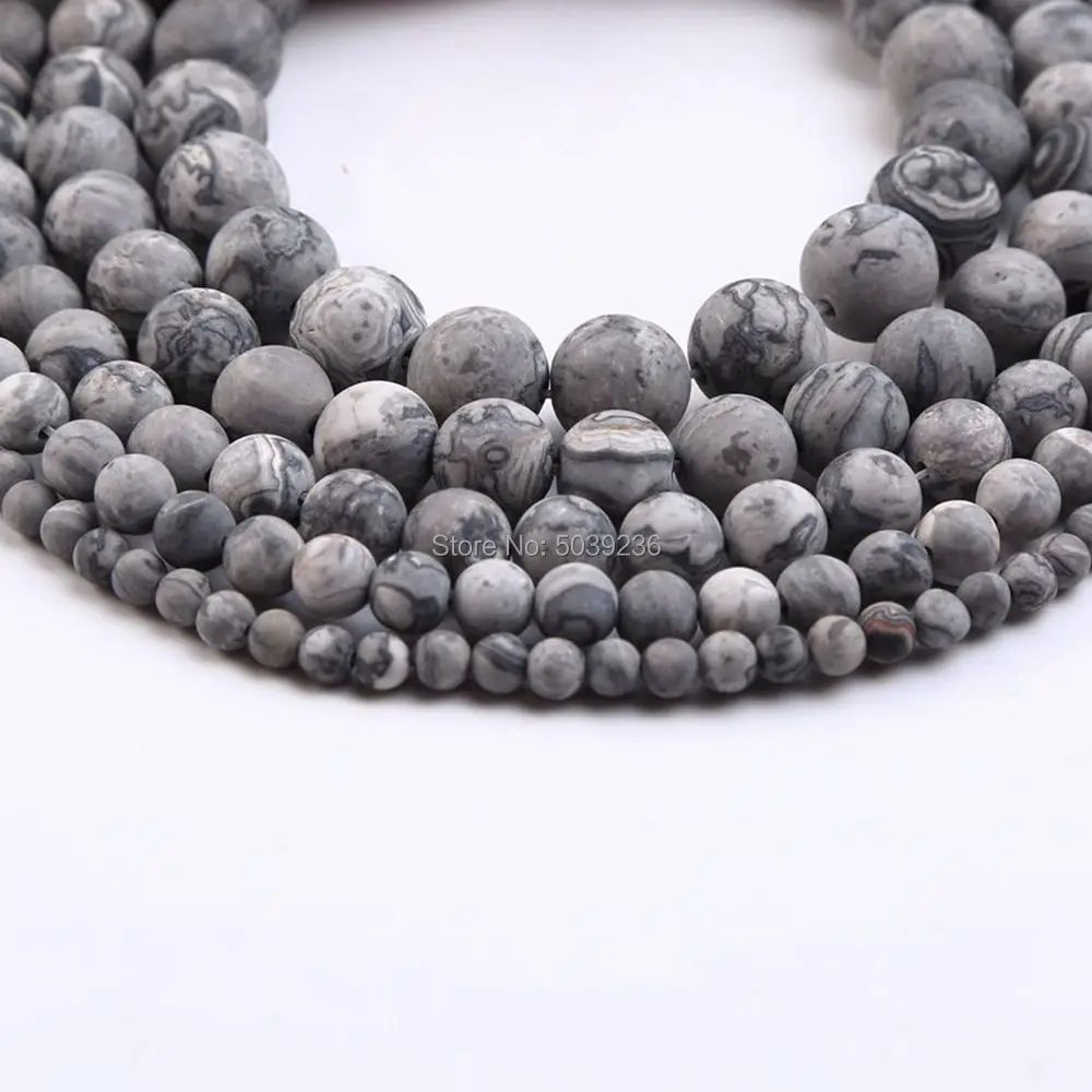 Wholesale Dull Polish Matte Map Gray Natural Stone Round Loose Beads for Jewelry Making 4/6/8/10/12mm DIY Bracelet Necklace
Wholesale Dull Polish Matte Map Gray Natural Stone Round Loose Beads for Jewelry Making 4/6/8/10/12mm DIY Bracelet Necklace