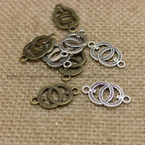 Free Shipping (50pieces/lot) 14*25mm two color Metal Alloy two circles Jewelry Connectors Charms for Bracelet Making
Free Shipping (50pieces/lot) 14*25mm two color Metal Alloy two circles Jewelry Connectors Charms for Bracelet Making