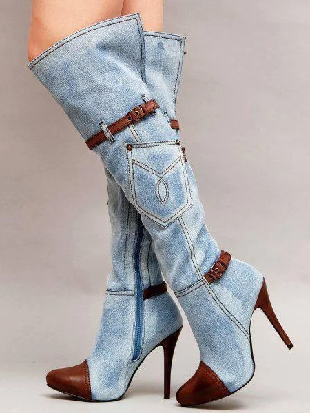 Plus Size 13 Denim Womens Thigh High Boots Pointed Toe Buckle Strap Thin Heels Jeans Ladies Boots for Winter Sexy Overknees Boot
Plus Size 13 Denim Womens Thigh High Boots Pointed Toe Buckle Strap Thin Heels Jeans Ladies Boots for Winter Sexy Overknees Boot