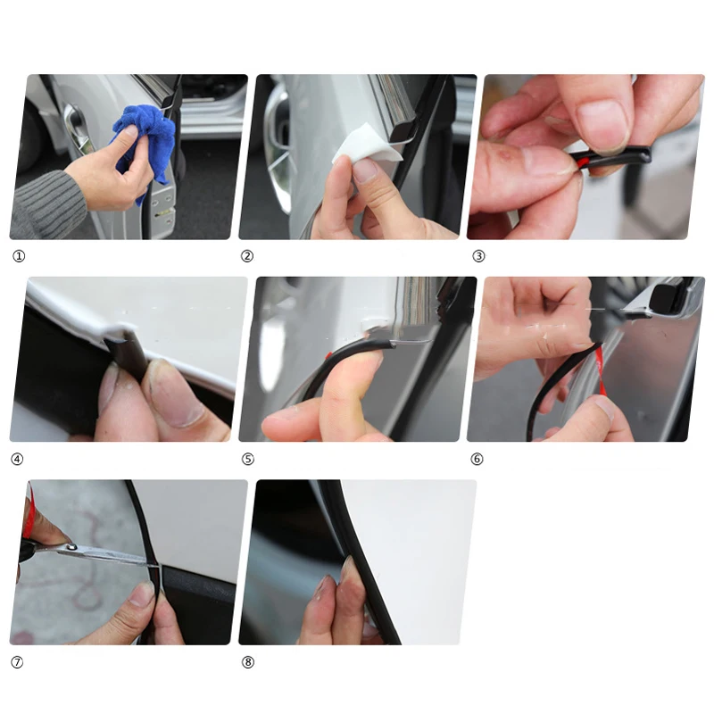 JX-LCLYL 5M Door Edge Scratch Protector Molding Rubber Anti-collision Strip Trim Sticker