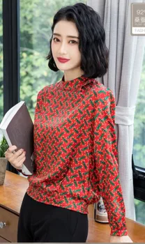 New spring 2019 pullover mulberry silk blouse, stand-up collar shirt, printed silk shirt, long sleeves, loose and large size
New spring 2019 pullover mulberry silk blouse, stand-up collar shirt, printed silk shirt, long sleeves, loose and large size