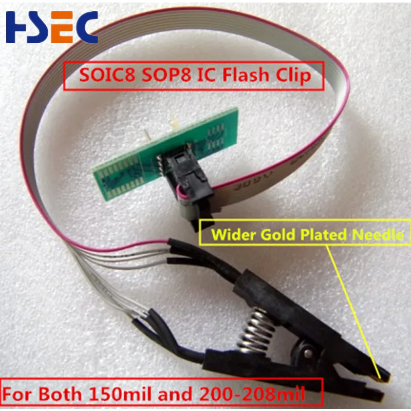 

Wider Gold Needle SOIC8 SOP8 IC Test Clip/ IC flash clip For BIOS 93/25/24 TL866CS TL866A EZP2010 EZP2013 RT809F Programmer USe