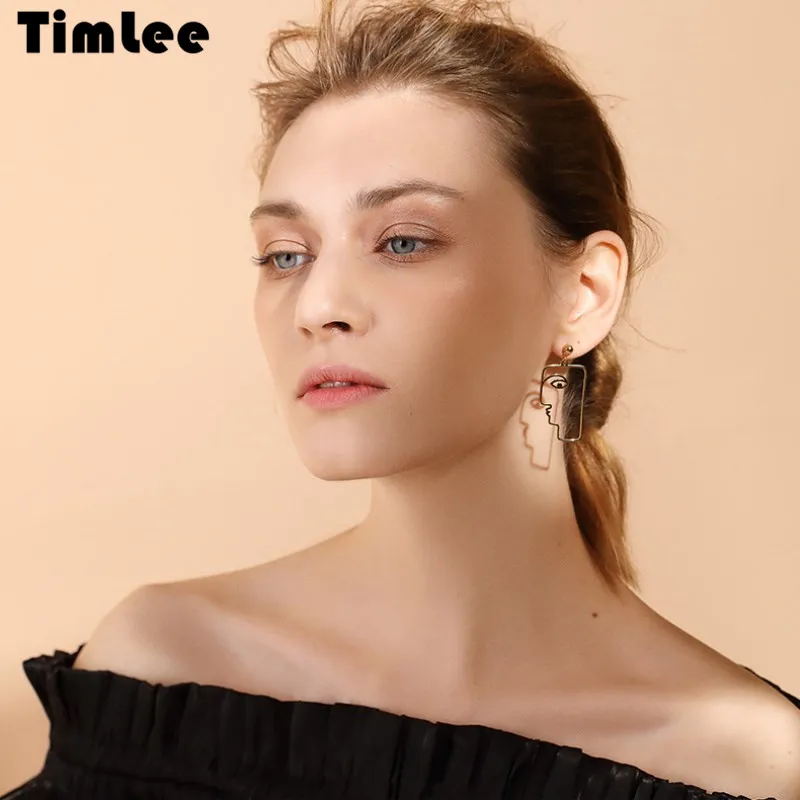 Timlee E291 Free Shipping New Personality Abstract Irregular Face Drop Earrings Fashion Jewelry Wholesale | Украшения и