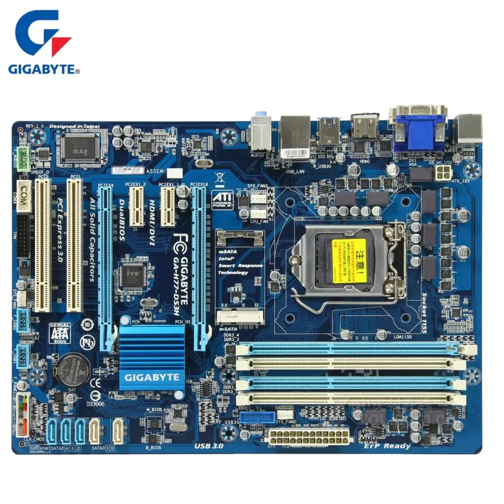 Gigabyte GA H77 DS3H материнская плата для Intel DDR3 USB3.0 32GB SATA III LGA 1155 десктопная