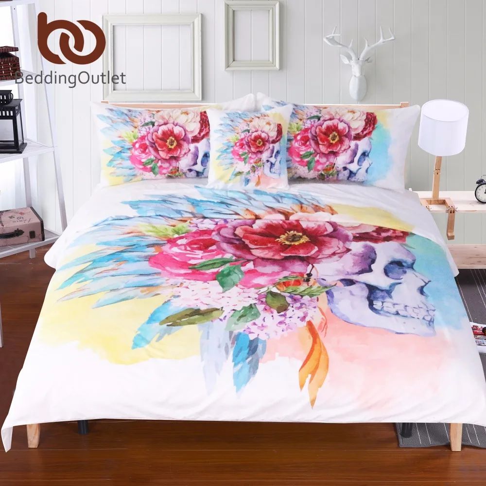 BeddingOutlet Colorful Skull and Floral Duvet Cover Set 4 Pieces Super Soft Bedclothes Flowers Printed Bedding Set Luxury
BeddingOutlet Colorful Skull and Floral Duvet Cover Set 4 Pieces Super Soft Bedclothes Flowers Printed Bedding Set Luxury