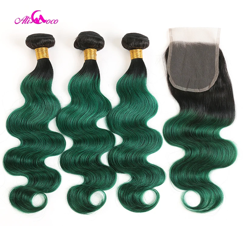 Ali Coco Brazilian Body Wave Hair 3 Bundles With Closure 1B/Green 10-30 Inch Remy Human Hair Bundles With 4x4 Lace Closure
Ali Coco Brazilian Body Wave Hair 3 Bundles With Closure 1B/Green 10-30 Inch Remy Human Hair Bundles With 4x4 Lace Closure