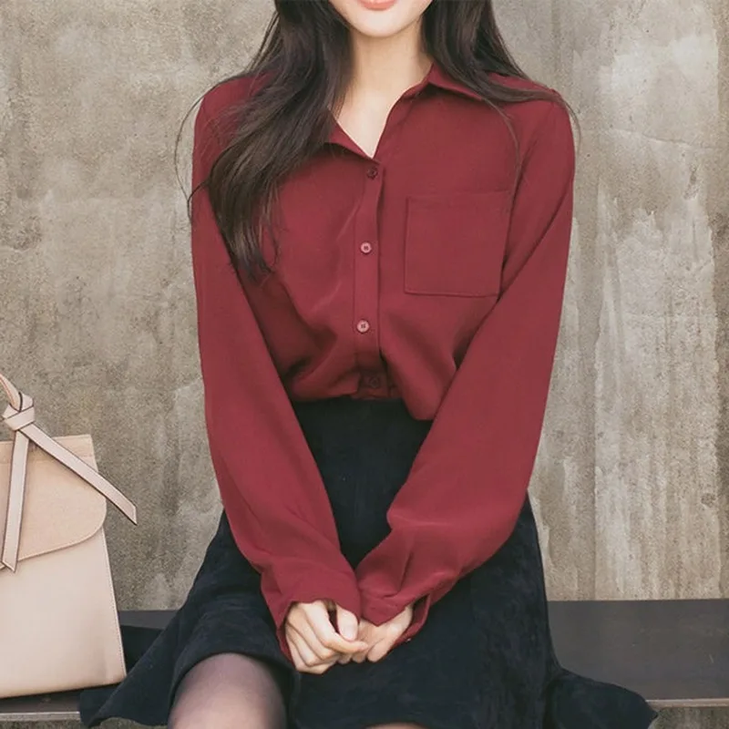 Women Long Sleeve Button Down Pockets Solid Turn-Down Collar Loose Blouse New and High Quality Casual Blouse
Women Long Sleeve Button Down Pockets Solid Turn-Down Collar Loose Blouse New and High Quality Casual Blouse