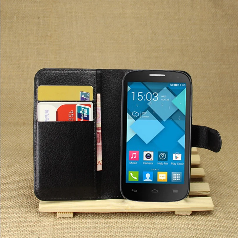 Роскошный флип чехол из натуральной ПУ кожи для Alcatel Pop C5/OT5036D сотового телефона
