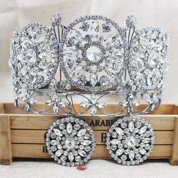 ZerongE jewelry 3.5inch gun-metal crystal full circle queen crown women prom rhinestone tiara crown with earring matching
ZerongE jewelry 3.5inch gun-metal crystal full circle queen crown women prom rhinestone tiara crown with earring matching