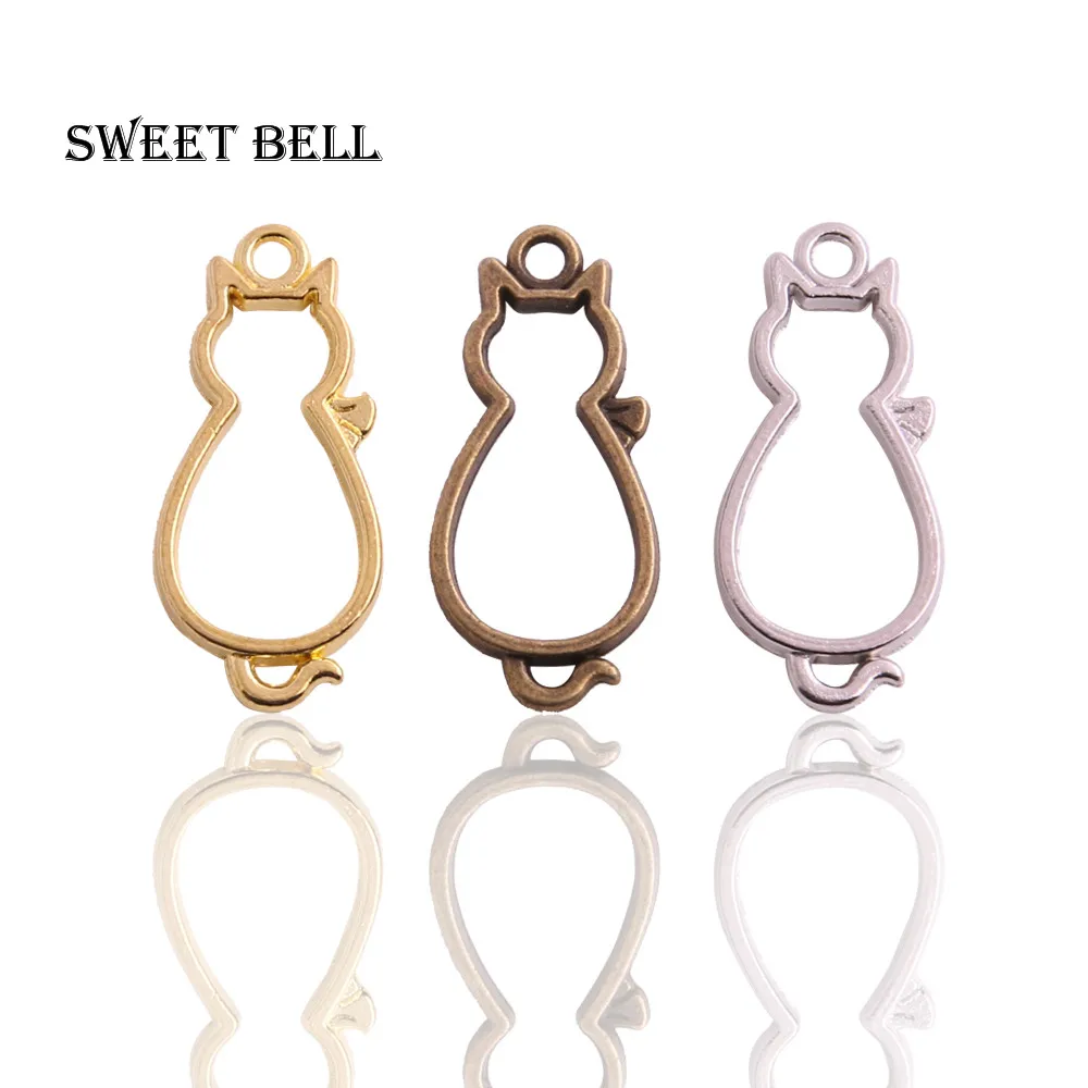Sweet Bell 40pcs 13*29mm Fashion Antique Three color Alloy Hollow mini Cat Charm Pendant Jewelry Making Pendant Wholesale
Sweet Bell 40pcs 13*29mm Fashion Antique Three color Alloy Hollow mini Cat Charm Pendant Jewelry Making Pendant Wholesale