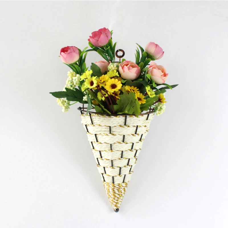 Flower Container Wall Mounted Plant Vase Garden Planter Rattan Flower Pot Wall Hanging Ice Cream Flower Basket Artificial
Flower Container Wall Mounted Plant Vase Garden Planter Rattan Flower Pot Wall Hanging Ice Cream Flower Basket Artificial