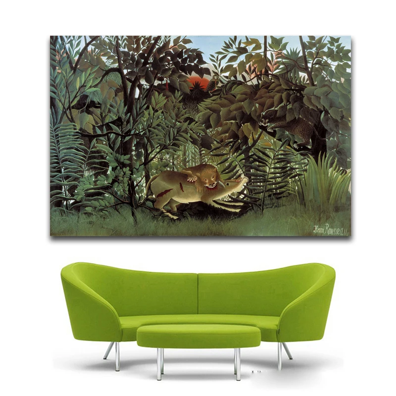 Hungry Lion Throws Itself On The Antelope Rousseau Abstract Landscape and Animal Picures For Living and Home Decor Wall Art
Hungry Lion Throws Itself On The Antelope Rousseau Abstract Landscape and Animal Picures For Living and Home Decor Wall Art