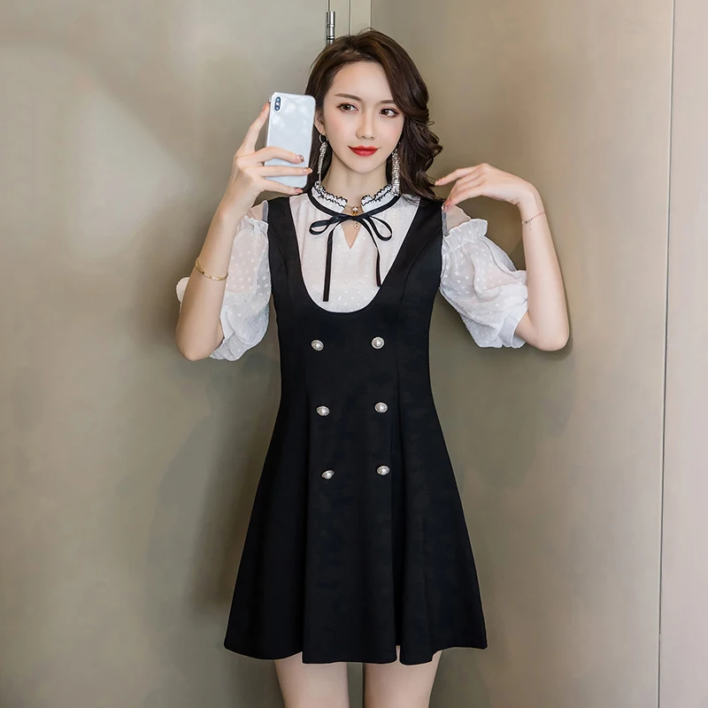 High Street Korean Chic Dress Elegant Summer Buttons Lace-up Bow Vintage Dress Black All-match Good Quality Mini Vestidos Mujer
High Street Korean Chic Dress Elegant Summer Buttons Lace-up Bow Vintage Dress Black All-match Good Quality Mini Vestidos Mujer