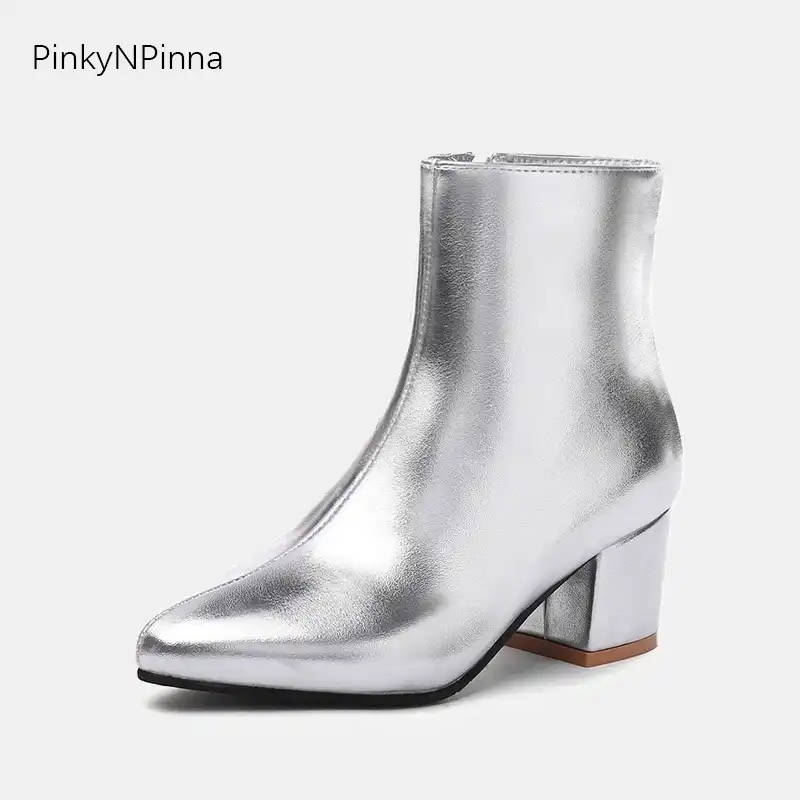 silver ankle boots